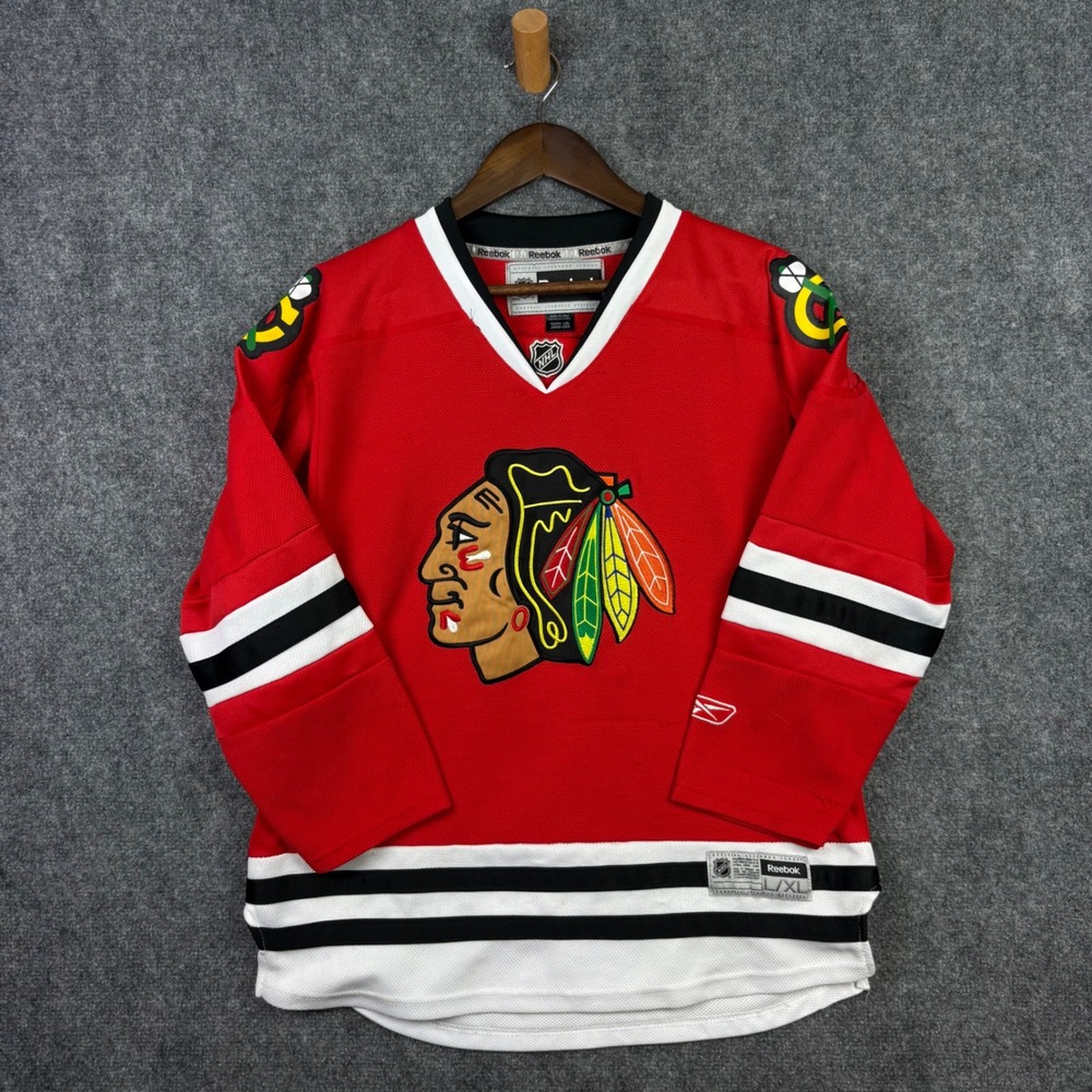 Reebok Hockey Jersey Youth L/XL Red Chicago Blackhawks NHL Sports Fan Apparel